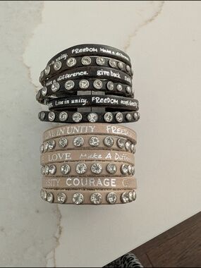 Inspirational leather wrap bracelts-Black and Taupe